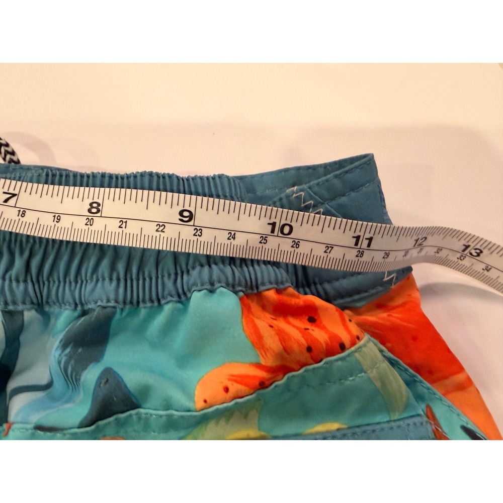 Volcom Boys Teal Orange Hibiscus Floral Board Shorts Swim Trunks Size S 8 10 - Picture 7 of 8